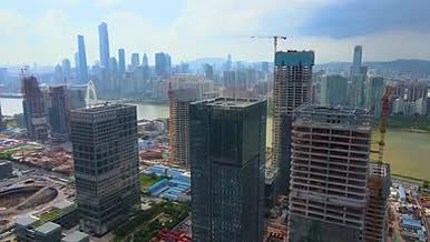 广东广州城市建筑高空建筑工地和地基4k视频的预览图